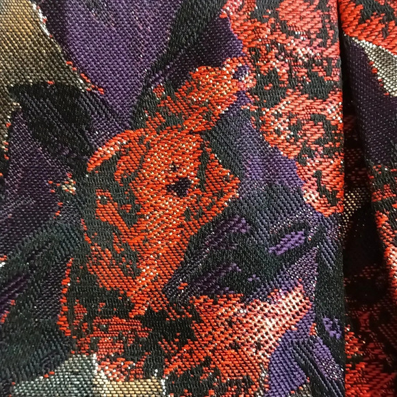 J. Crew jacquard floral metallic purple red pleated glamorous bold mini 2 - Picture 5 of 8
